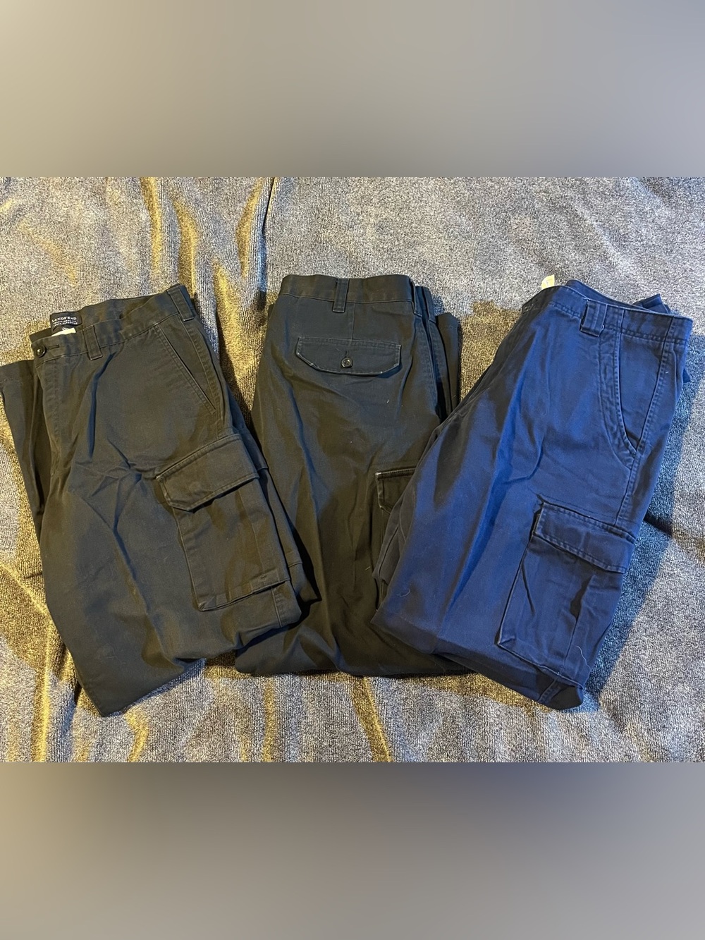 Lands' End Men's Cargo Pants - Black & Navy 3 pair